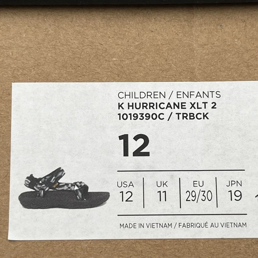 Teva Hurricane Little Boys Sport Sandals Size 12 Black‎ Gray Adjustable Straps